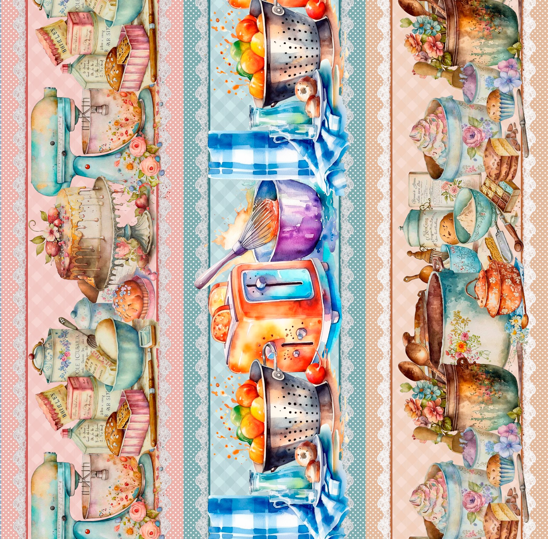 Tricoline Digital Barrado Kitchen - 98883