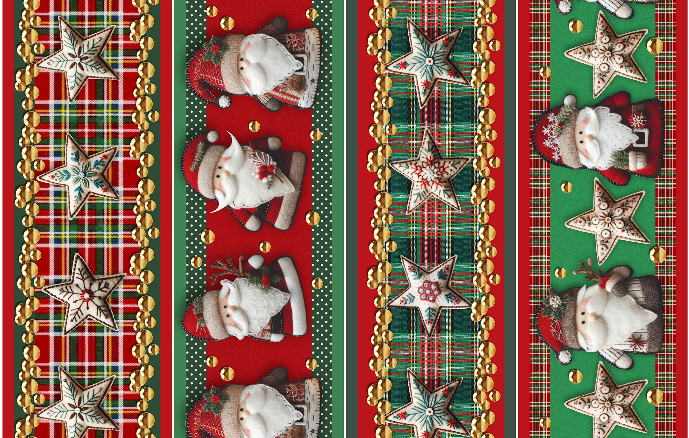 Tricoline Digital Barrado Papai Noel Estrela - 98771