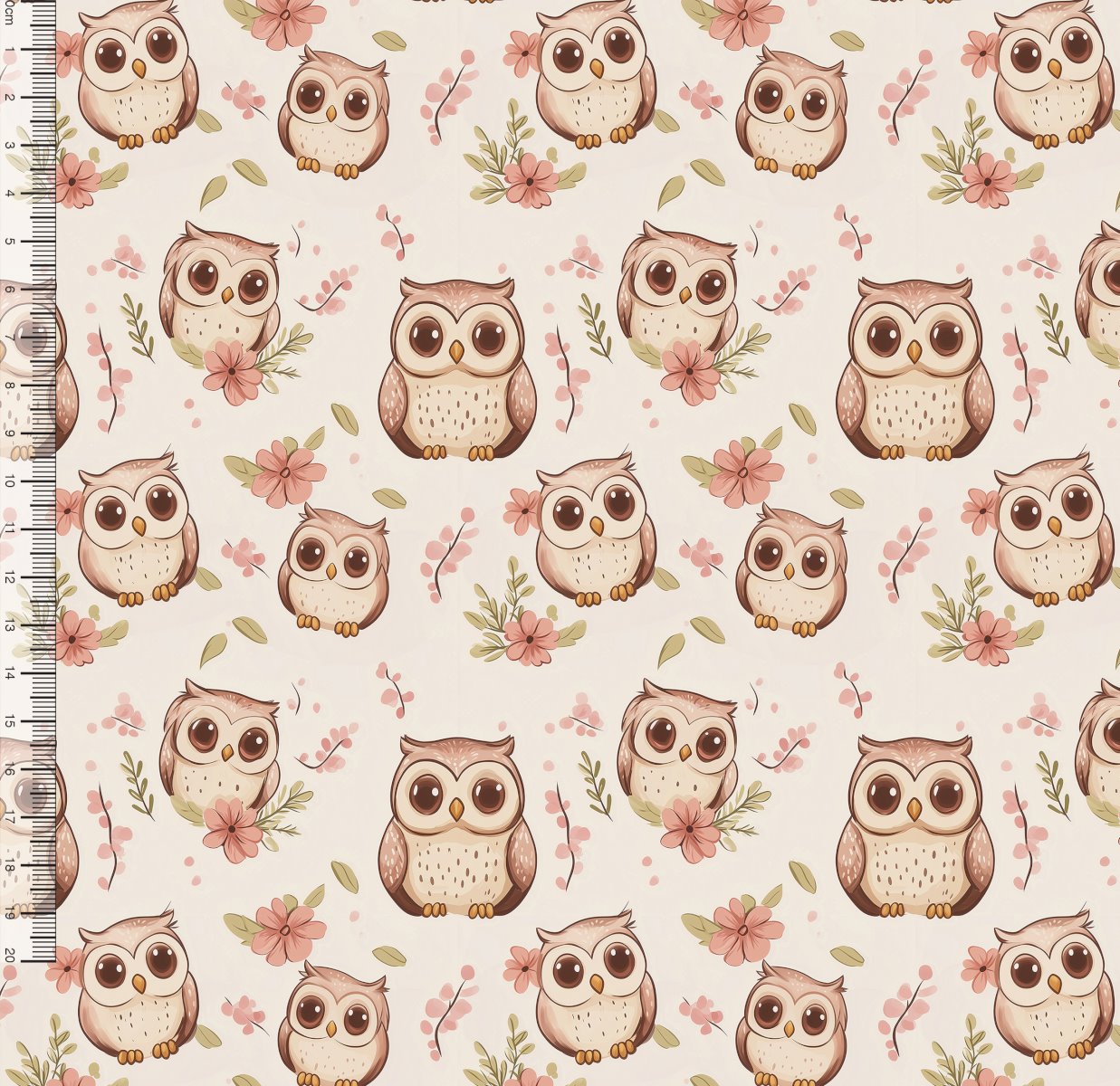 Tricoline Digital Coruja Fundo Bege - A0814