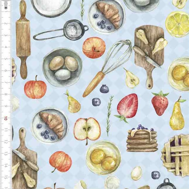 Tricoline Estampada Cozinha Frutas Bolos 9050v143