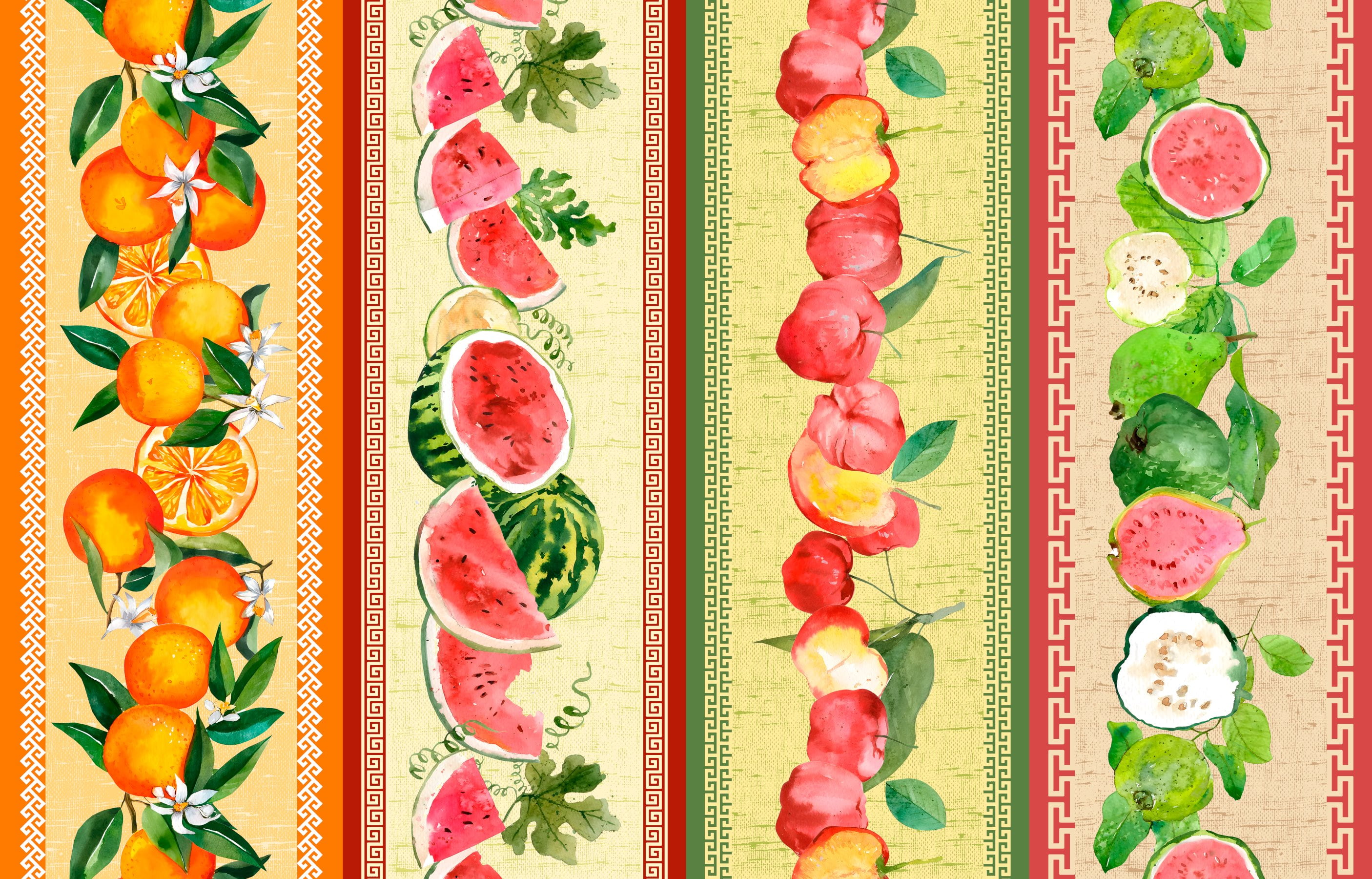 Tricoline Estampado Barrado Frutas - 78822 - Estúdio Dzen