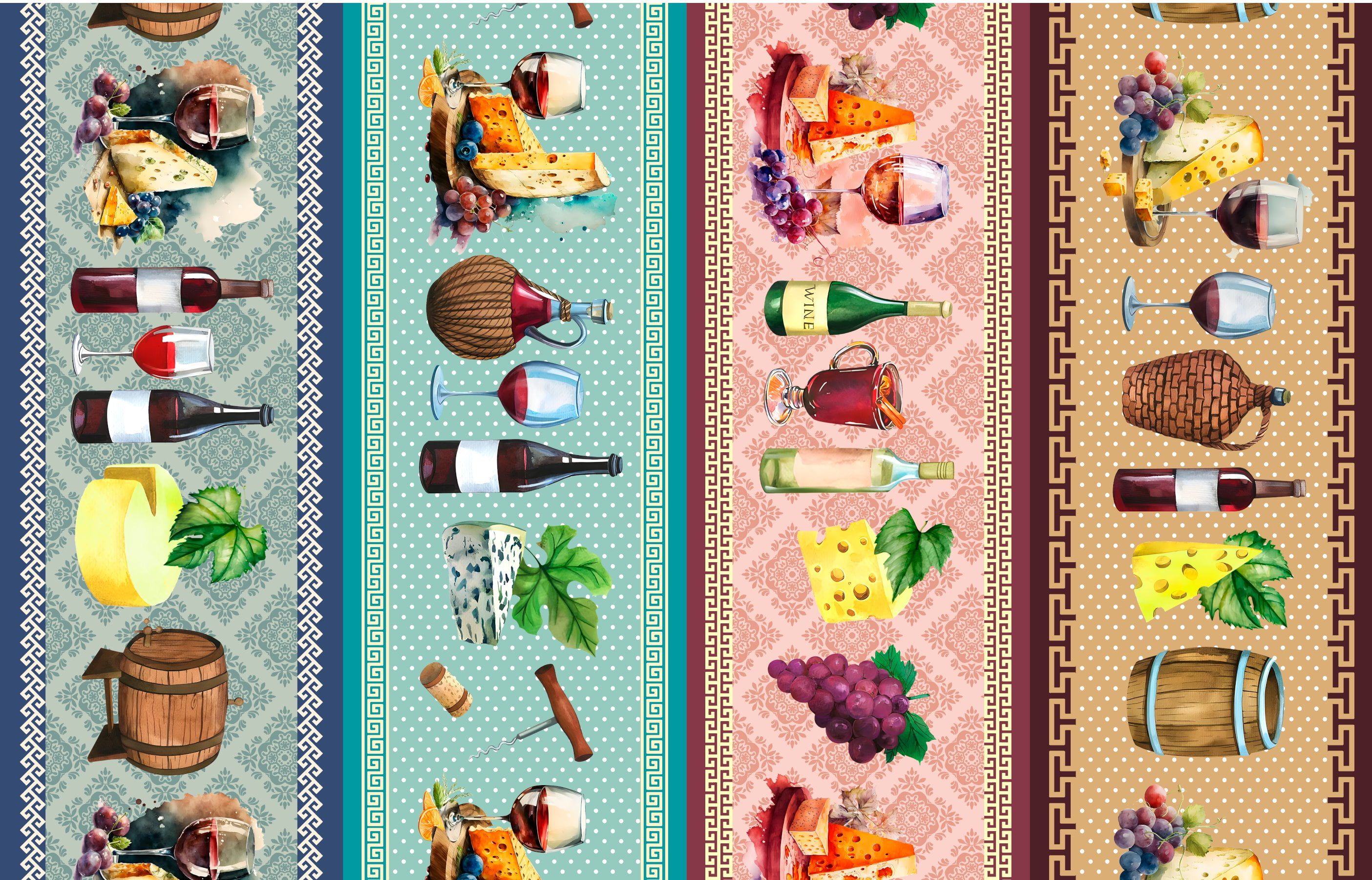 Tricoline Estampado Barrado Vinhos - 78820 - Estúdio Dzen