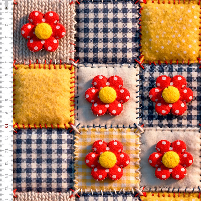 Tricoline Festa Junina Patch Xadrez Flores 9050V465