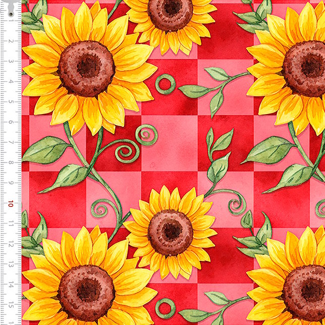 Tricoline Festa Junina Xadrez Vermelho Margarida 9050V468